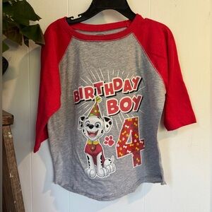 🎉 Paw Patrol “Birthday Boy 4” Raglan Tee (Size 4T) 🐶